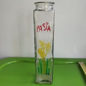 Glass Pasta Storage Jar with Red and Green Design